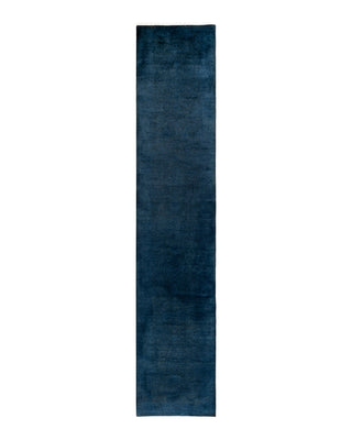 Contemporary Fine Vibrance Blue Wool Area Rug 2' 7" x 13' 9"