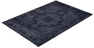 Modern Overdyed Hand Knotted Wool Gray Area Rug 4' 8" x 6' 8"