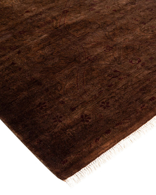 Modern Overdyed Hand Knotted Wool Brown Runner 2' 7" x 9' 2"