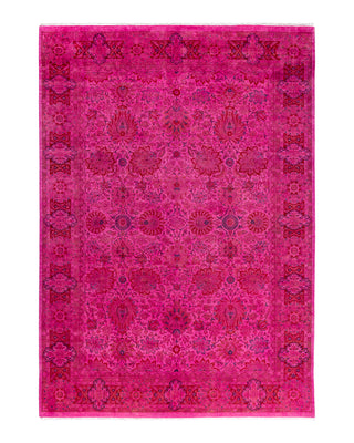 Contemporary Overyed Wool Hand Knotted Pink Area Rug 6' 3" x 8' 10"