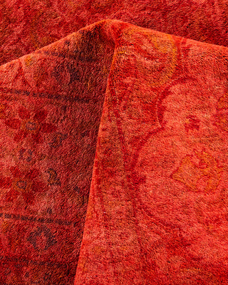 Contemporary Hand-Knotted Overdyed Orange Area Rug 6' 1" x 8' 2"