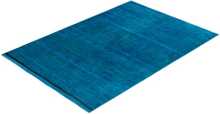 Contemporary Hand-Knotted Modern Abstract Blue Area Rug 6' 3" x 8' 10"