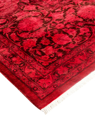 Modern Overdyed Hand Knotted Wool Red Area Rug 9' 3" x 12' 3"