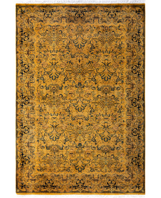 Overdyed Hand-Knotted Wool Modern-Contemporary Gold Area Rug 4' 2" x 6' 1"