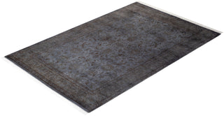 Modern Overdyed Hand Knotted Wool Gray Area Rug 4' 2" x 6' 5"