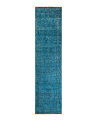 Fine Vibrance, One-of-a-Kind Hand-Knotted Runner Rug - Blue, 2' 6" x 10' 3" - Solo Rugs