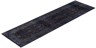 Contemporary Overdyed Wool Hand Knotted Gray Runner 2' 6" x 9' 3"