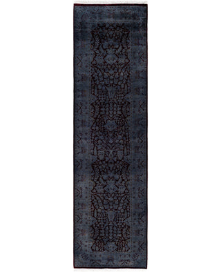 Contemporary Overdyed Wool Hand Knotted Gray Runner 2' 6" x 9' 3"