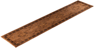 Contemporary Overdyed Wool Hand Knotted Brown Runner 2' 7" x 12' 7"