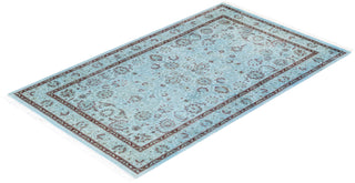 Contemporary Hand Knotted Overdyed Blue Area Rug 3' 2" x 5' 4"