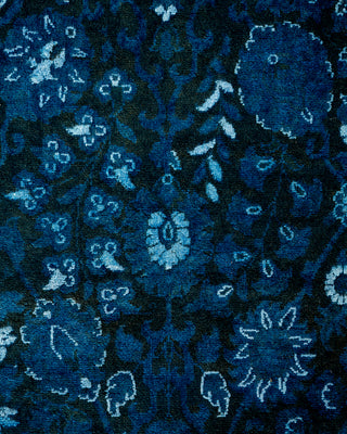 Modern Overdyed Hand Knotted Wool Blue Runner 2' 5" x 8' 10"