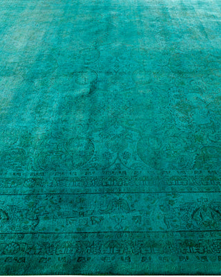 Contemporary Hand-Knotted Overdyed Green Area Rug 8' 2" x 10' 2"