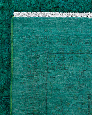 Contemporary Hand-Knotted Overdyed Green Area Rug 8' 2" x 10' 2"