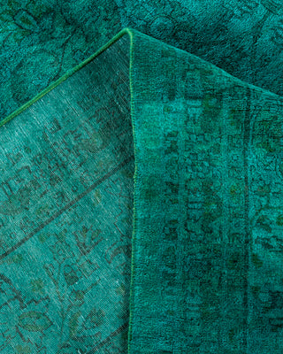 Contemporary Hand-Knotted Overdyed Green Area Rug 8' 2" x 10' 2"