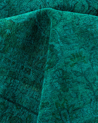 Contemporary Hand-Knotted Overdyed Green Area Rug 8' 2" x 10' 2"