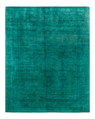 Contemporary Overyed Wool Hand Knotted Green Area Rug 8' 2" x 10' 2"