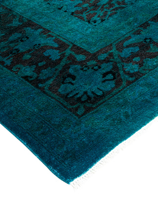 Modern Overdyed Hand Knotted Wool Blue Area Rug 8' 1" x 9' 10"