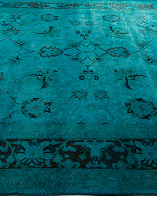 Contemporary Hand-Knotted Overdyed Blue Area Rug 8' 1" x 9' 10"