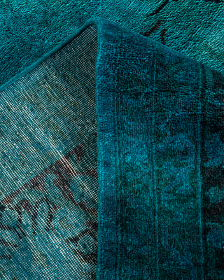 Contemporary Hand-Knotted Overdyed Blue Area Rug 8' 1" x 9' 10"
