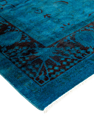Modern Overdyed Hand Knotted Wool Blue Area Rug 6' 1" x 9' 3"