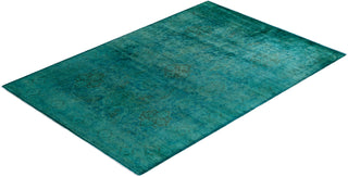 Contemporary Hand-Knotted Overdyed Blue Area Rug 6' 1" x 8' 10"