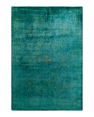 Contemporary Overyed Wool Hand Knotted Blue Area Rug 6' 1" x 8' 10"