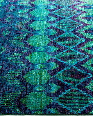 Contemporary Hand-Knotted Modern Abstract Green Area Rug 4' 0" x 6' 1"