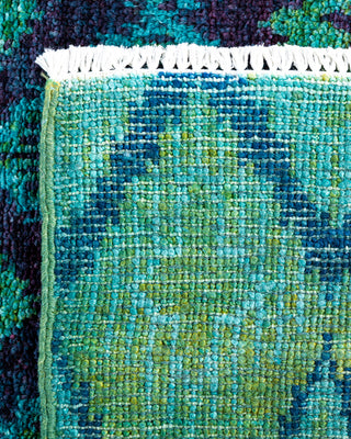 Contemporary Hand-Knotted Modern Abstract Green Area Rug 4' 0" x 6' 1"