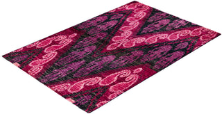 Contemporary Hand-Knotted Modern Abstract Black Area Rug 4' 0" x 6' 0"