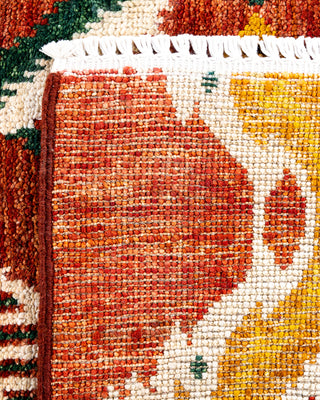 Contemporary Hand-Knotted Modern Abstract Red Area Rug 4' 1" x 6' 3"