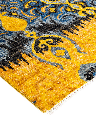 Contemporary Overyed Wool Hand Knotted Yellow Area Rug 4' 1" x 5' 10"