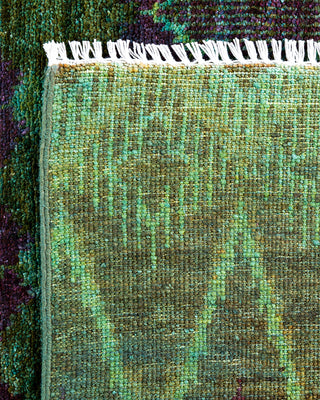Contemporary Hand-Knotted Modern Abstract Green Area Rug 4' 1" x 6' 1"