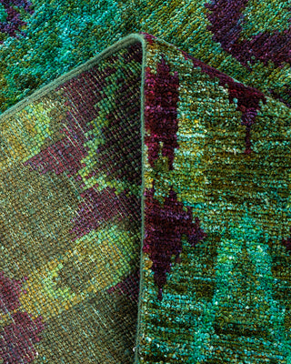 Contemporary Hand-Knotted Modern Abstract Green Area Rug 4' 1" x 6' 1"