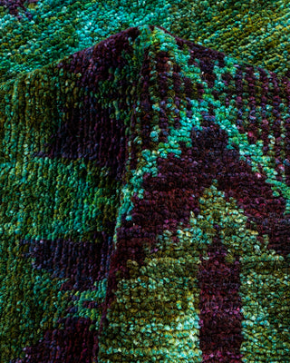 Contemporary Hand-Knotted Modern Abstract Green Area Rug 4' 1" x 6' 1"