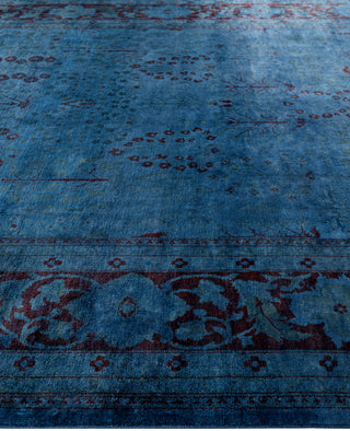 Overdyed One-of-a-Kind Wool Blue Area Rug 9' 0" x 12' 1"