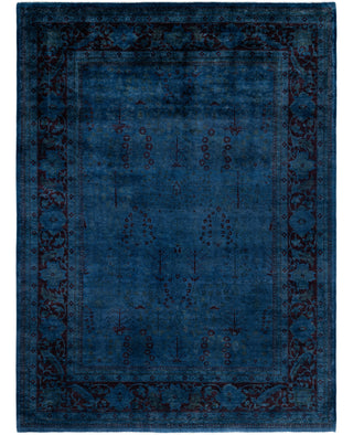 Overdyed One-of-a-Kind Wool Blue Area Rug 9' 0" x 12' 1"