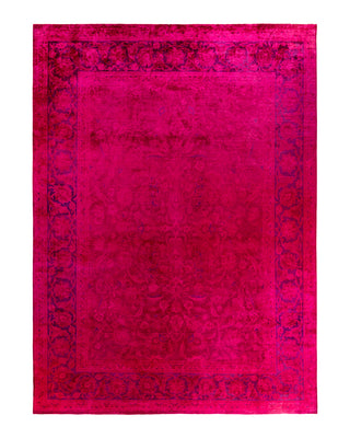 Contemporary Overyed Wool Hand Knotted Pink Area Rug 9' 3" x 12' 3"