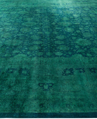 Overdyed One-of-a-Kind Wool Green Area Rug 12' 0" x 17' 6"