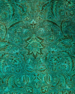 Contemporary Hand-Knotted Overdyed Green Area Rug 4' 1" x 6' 2"