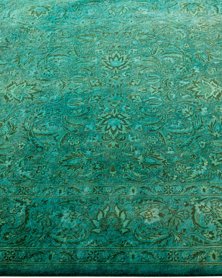 Contemporary Hand-Knotted Overdyed Green Area Rug 4' 1" x 6' 2"