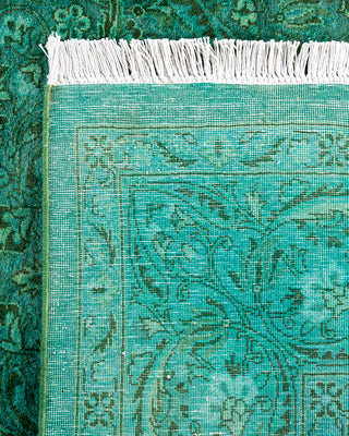 Contemporary Hand-Knotted Overdyed Green Area Rug 4' 1" x 6' 2"