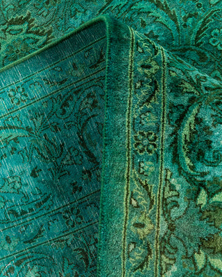 Contemporary Hand-Knotted Overdyed Green Area Rug 4' 1" x 6' 2"
