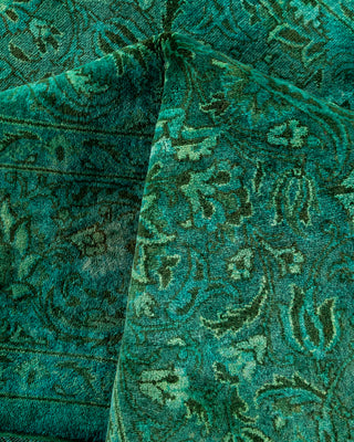 Contemporary Hand-Knotted Overdyed Green Area Rug 4' 1" x 6' 2"