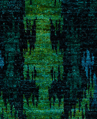 Overdyed Hand-Knotted Wool Modern-Contemporary Green Area Rug 4' 5" x 7' 2"