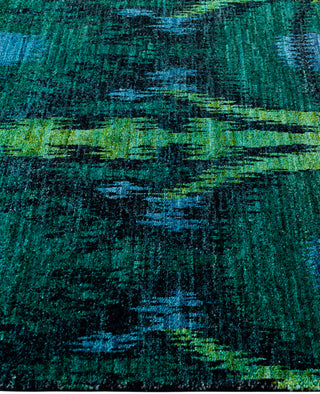 Overdyed Hand-Knotted Wool Modern-Contemporary Green Area Rug 4' 5" x 7' 2"