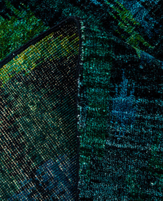 Overdyed Hand-Knotted Wool Modern-Contemporary Green Area Rug 4' 5" x 7' 2"