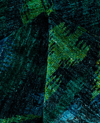 Overdyed Hand-Knotted Wool Modern-Contemporary Green Area Rug 4' 5" x 7' 2"