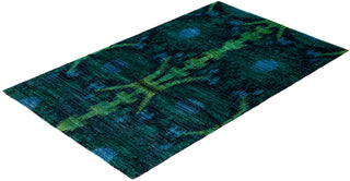 Overdyed Hand-Knotted Wool Modern-Contemporary Green Area Rug 4' 5" x 7' 2"