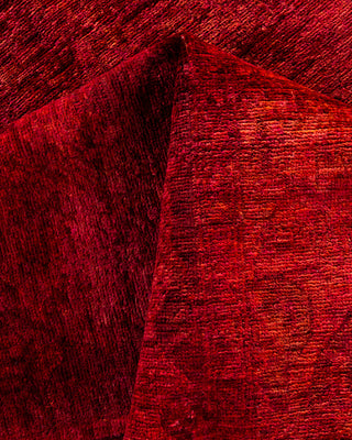 Contemporary Hand-Knotted Overdyed Red Area Rug 6' 1" x 8' 7"