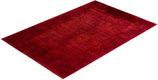 Contemporary Hand-Knotted Overdyed Red Area Rug 6' 1" x 8' 7"